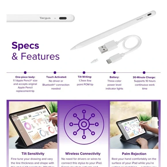 Targus iPad Stylus Pen - White - Picture 2 of 9